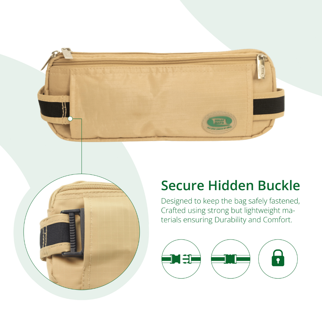 Anti-Theft Waist Bag And Ihram Belt for Men | Beige