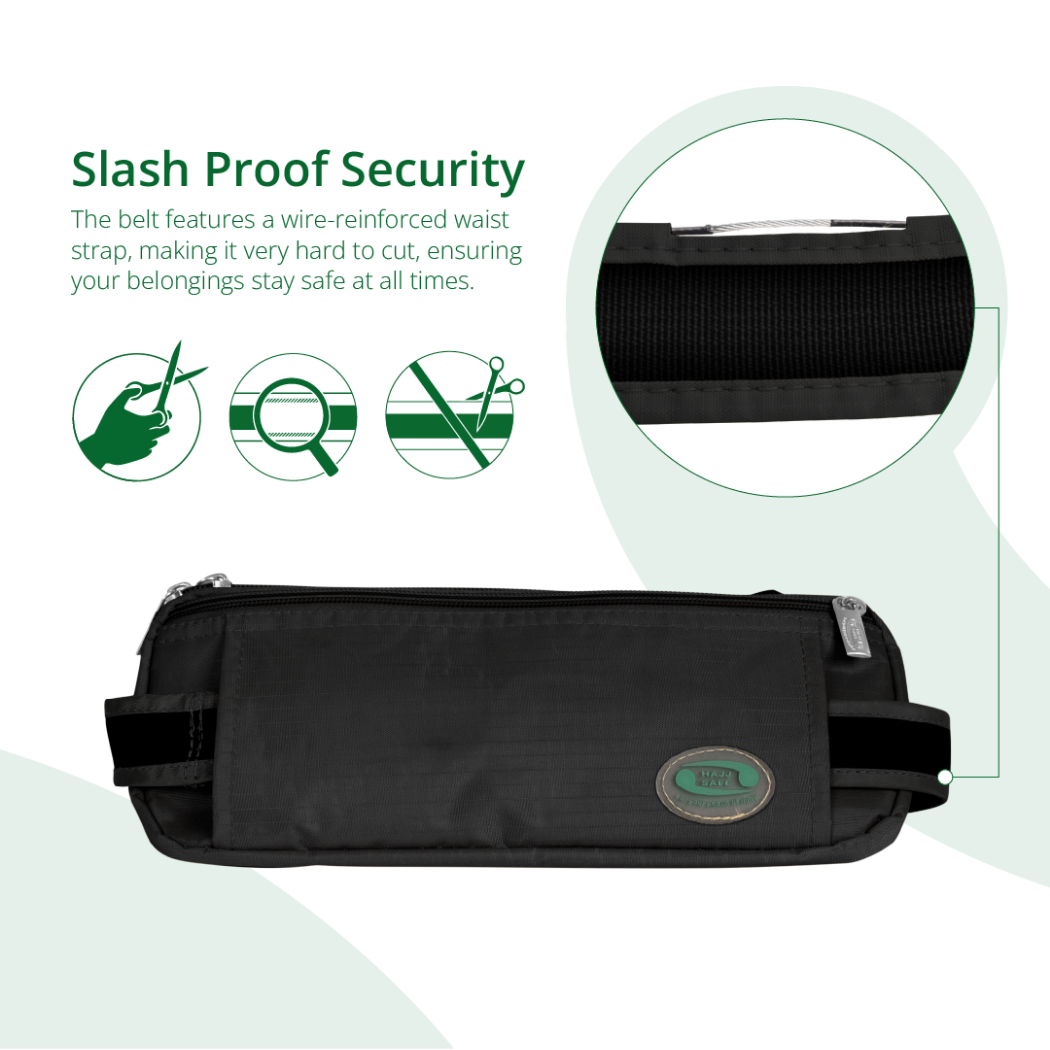 Anti-Theft Waist Bag And Ihram Belt for Men | Black