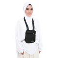 Black Hajj and Umrah bag for women worn as a side bag