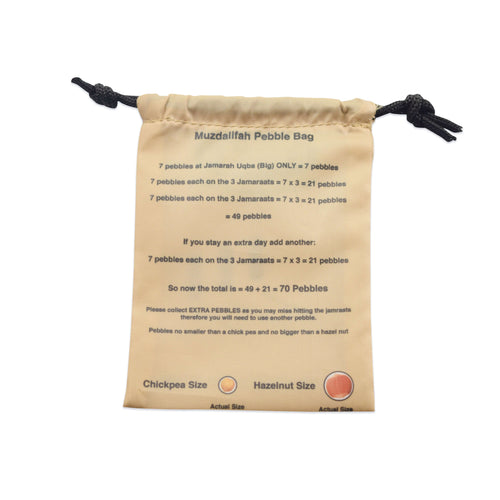 Pebble bag with Hajj Jamarat guidance 