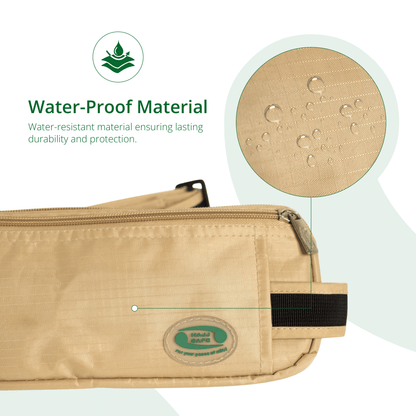 Anti-Theft Ihram Waist Bag featuring water-proof material, providing lasting durability and protection, ideal for keeping valuables safe during Hajj and Umrah.