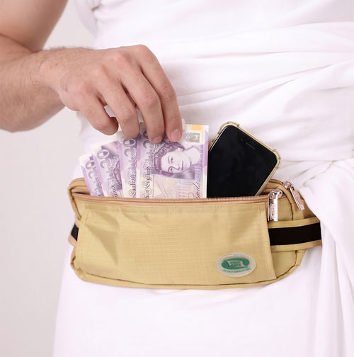 Anti-Theft Waist Bag And Ihram & hajj Belt for Men | Beige