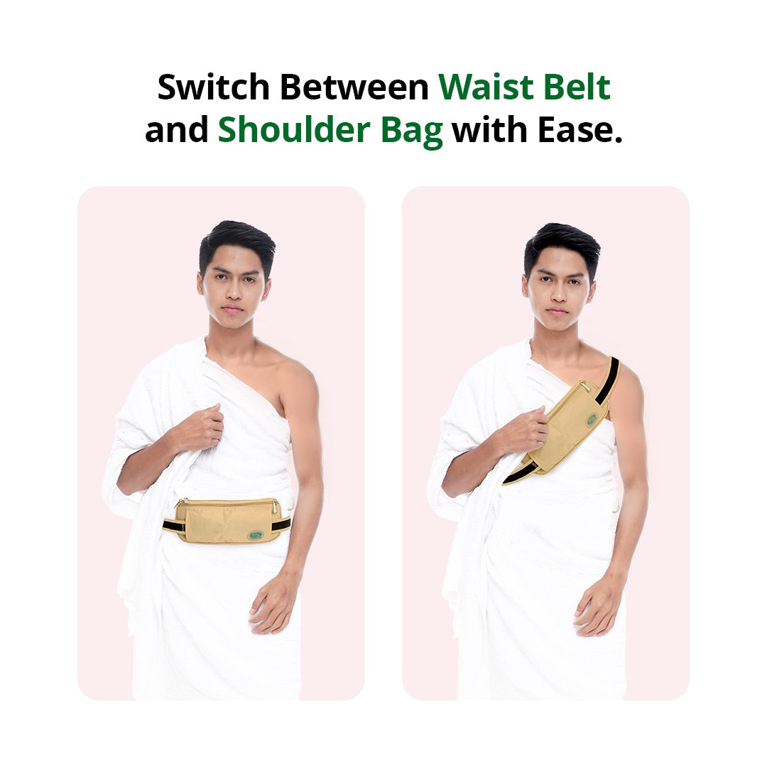 Anti-Theft Waist Bag & Ihram Belt for Men | Beige