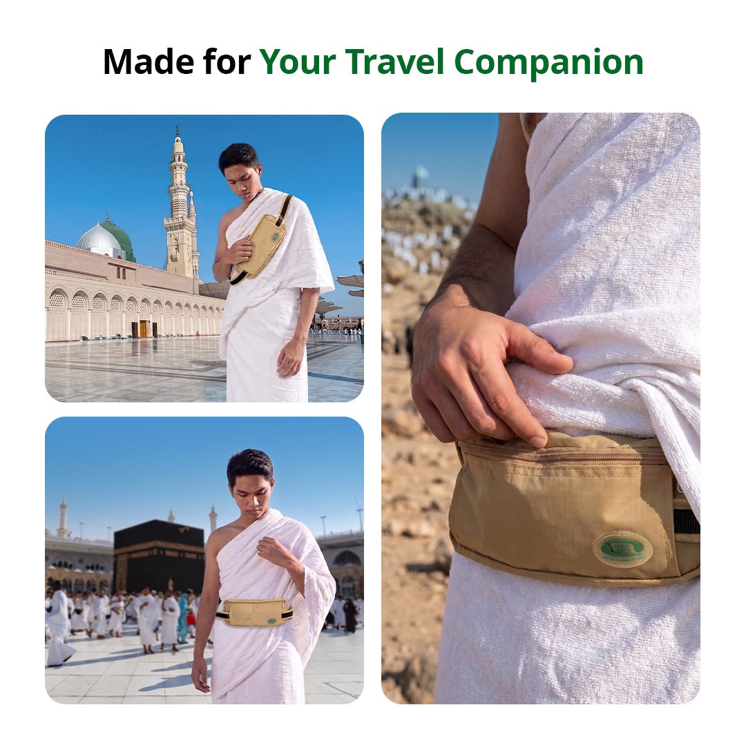 Anti-Theft Waist Bag & Ihram Belt for Men | Beige