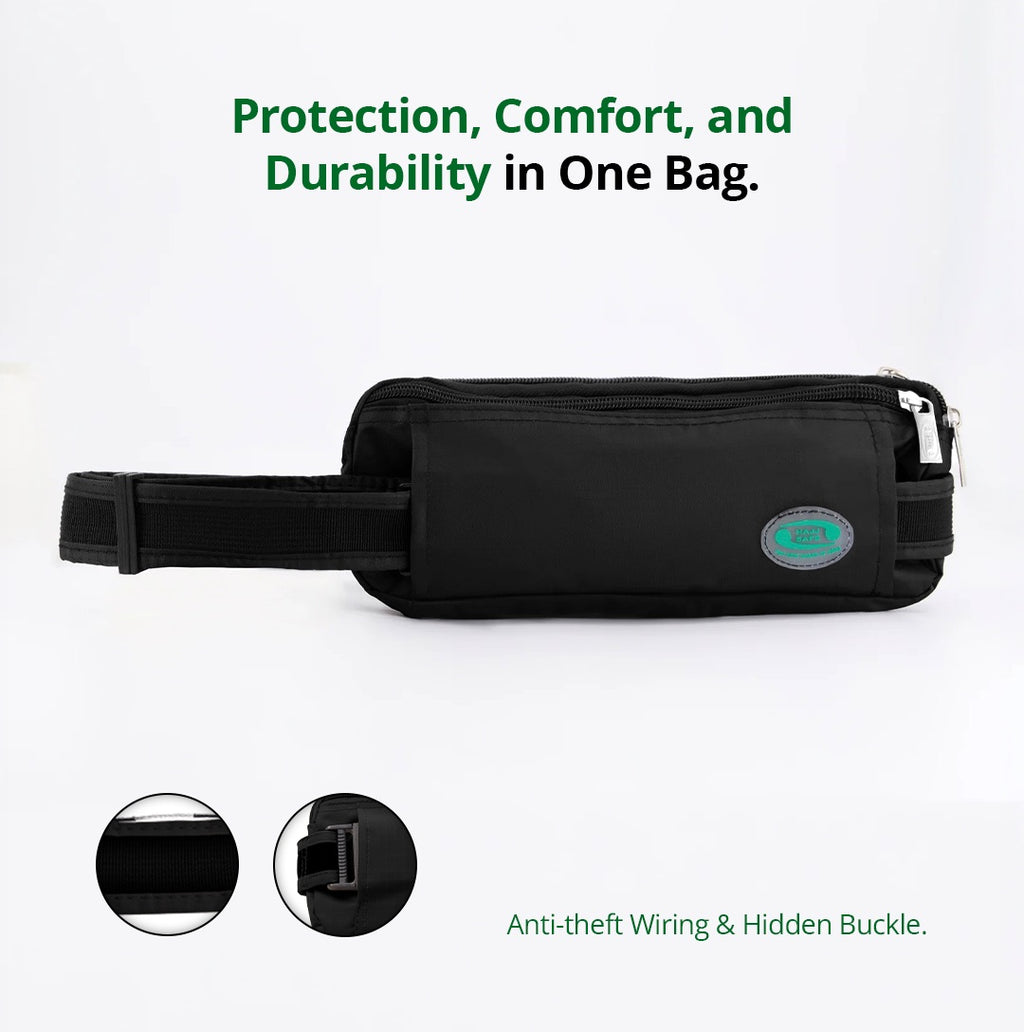 Anti-Theft Waist Bag & Ihram Belt for Men | Black