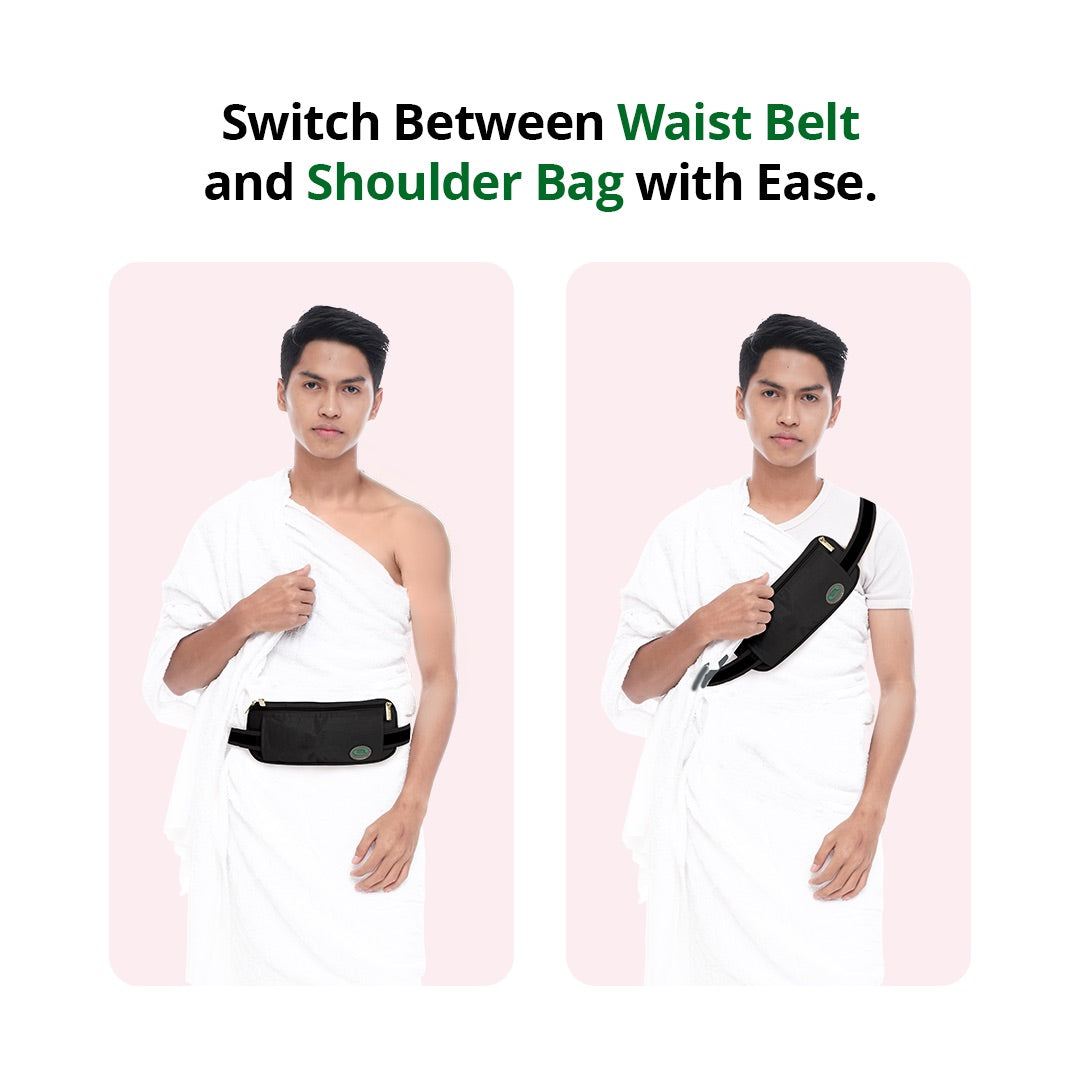 Anti-Theft Waist Bag & Ihram Belt for Men | Black