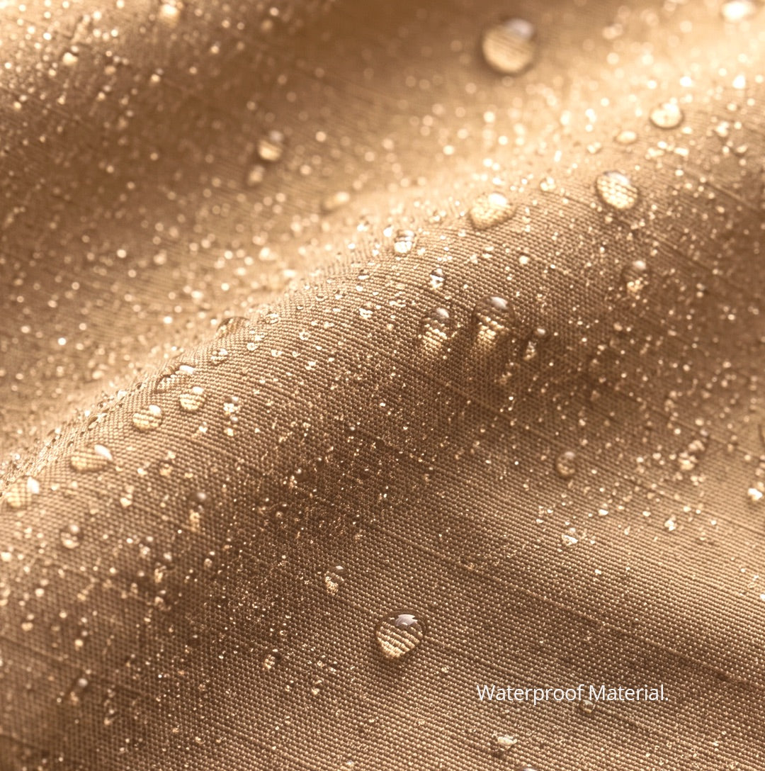 Water resistant material on beige Hajj and Umrah travel bag