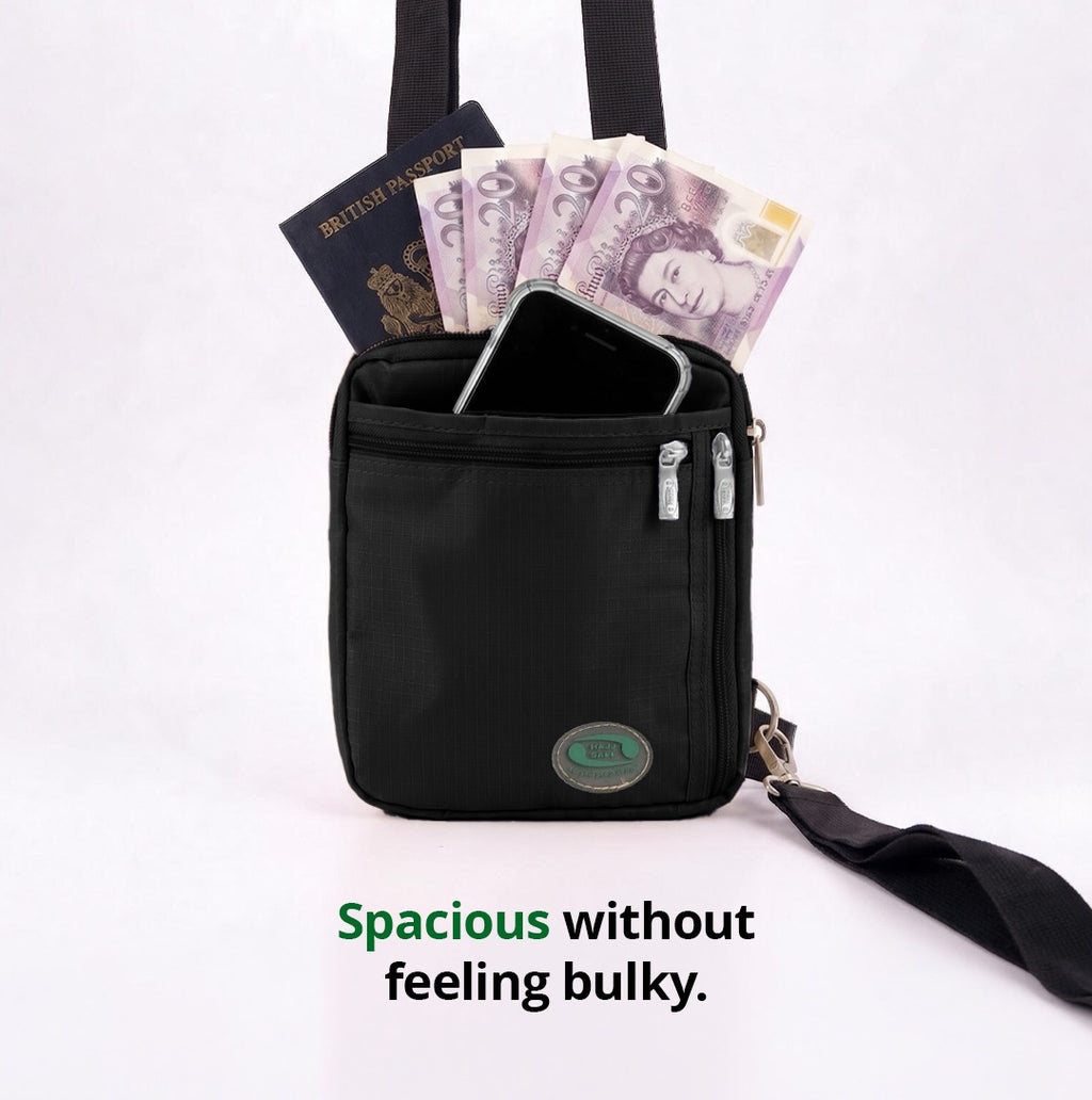 Spacious men's Umrah bag for passport, phone and money