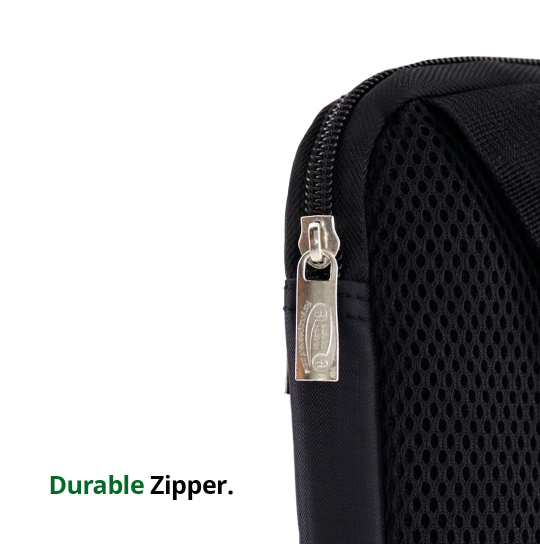 Durable zipper on beige Hajj and Umrah bag for men