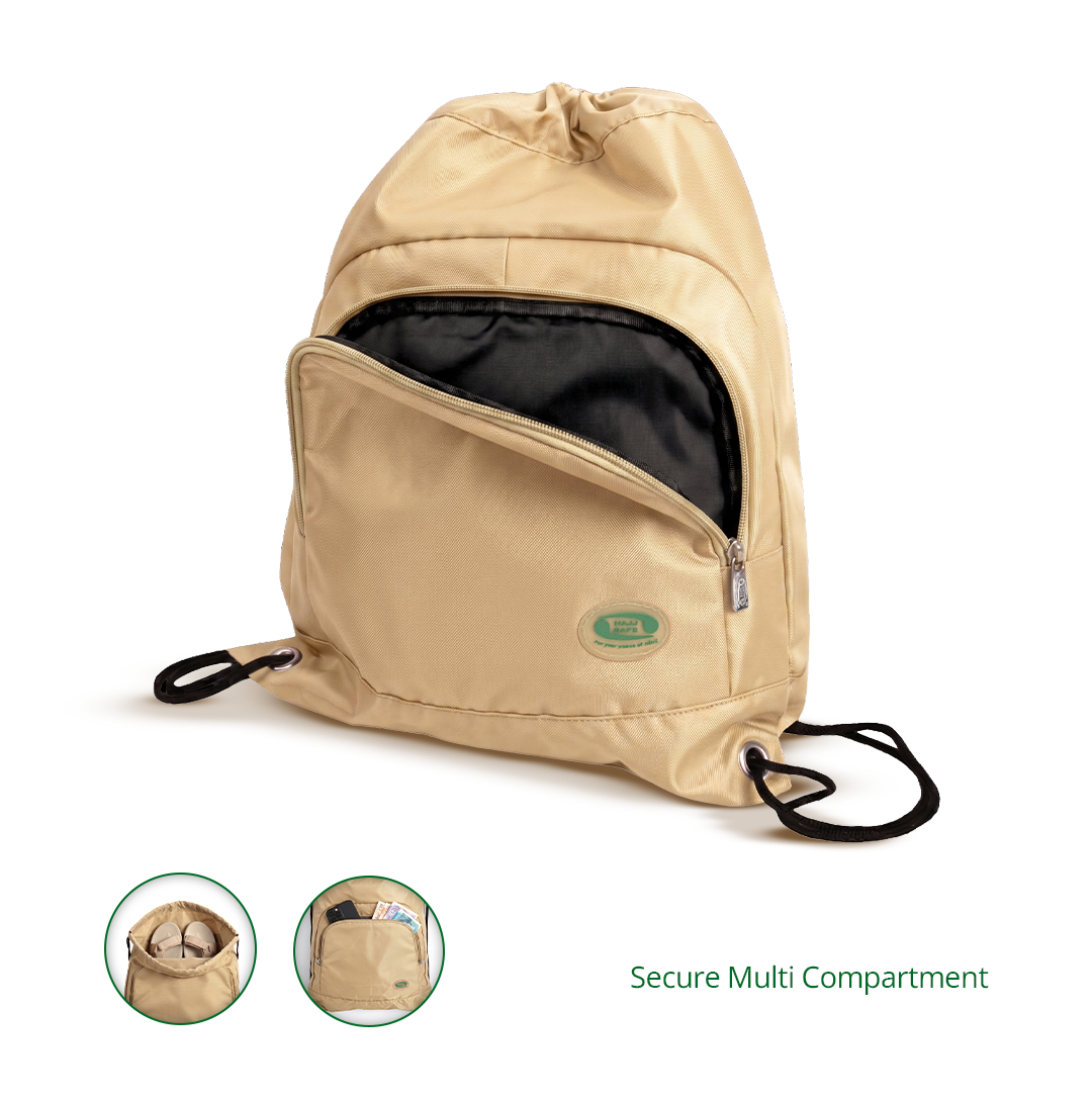 Shoe & Prayer Mat Travel Bag | Perfect for Hajj & Umrah | Beige | Hajj Safe