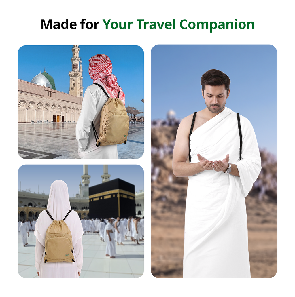 Shoe & Prayer Mat Travel Bag for Hajj & Umrah | Beige
