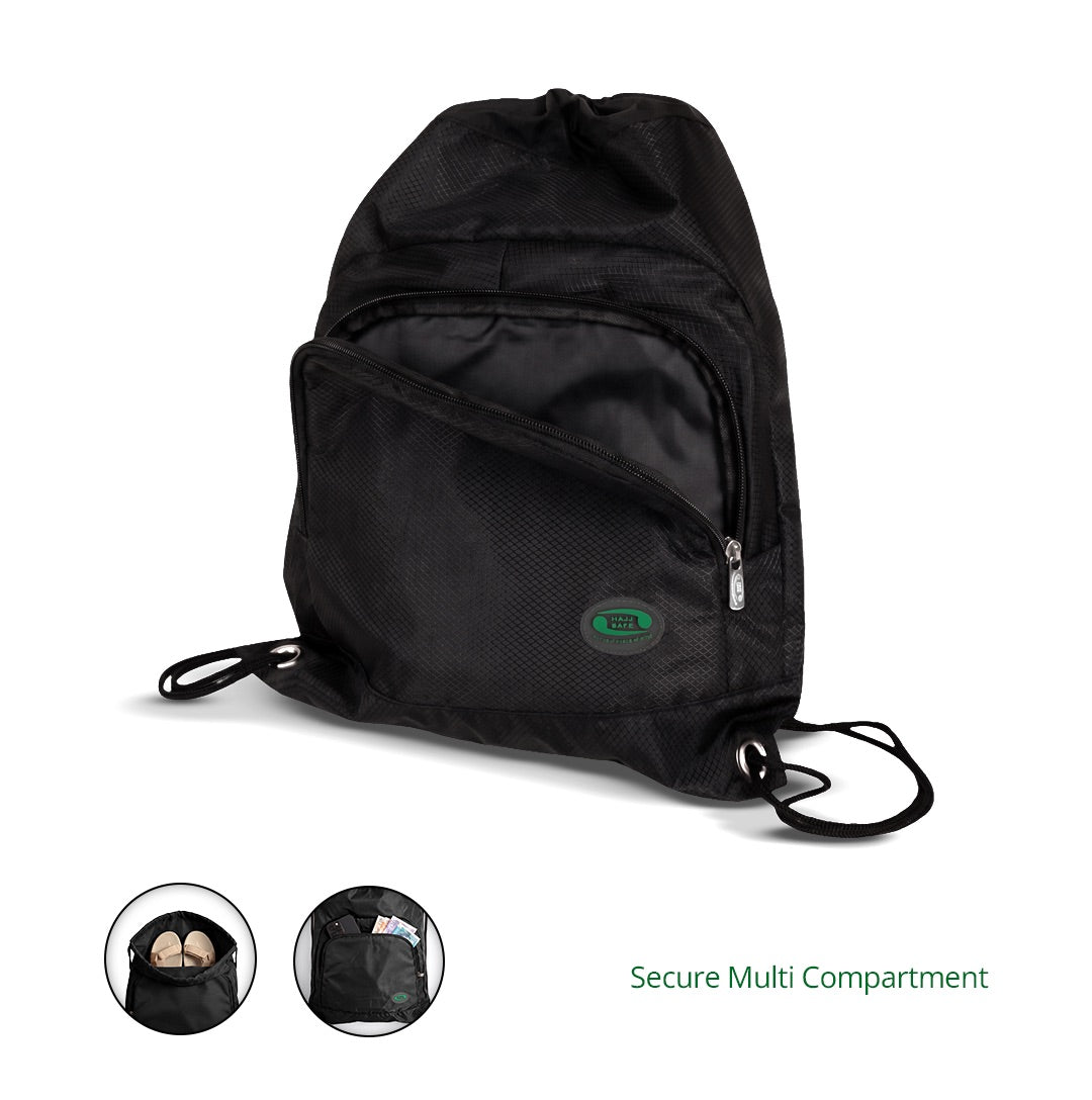 Shoe & Prayer Mat Travel Bag | Perfect for Hajj & Umrah | Black | Hajj Safe