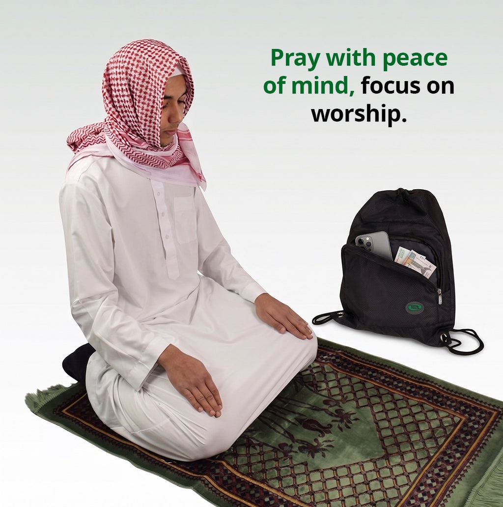 Shoe & Prayer Mat Travel Bag for Hajj & Umrah | Black
