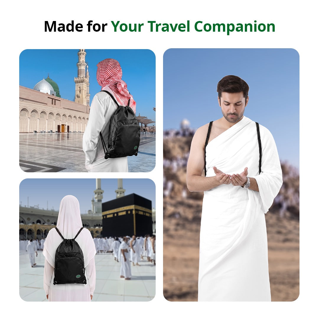 Shoe & Prayer Mat Travel Bag for Hajj & Umrah | Black
