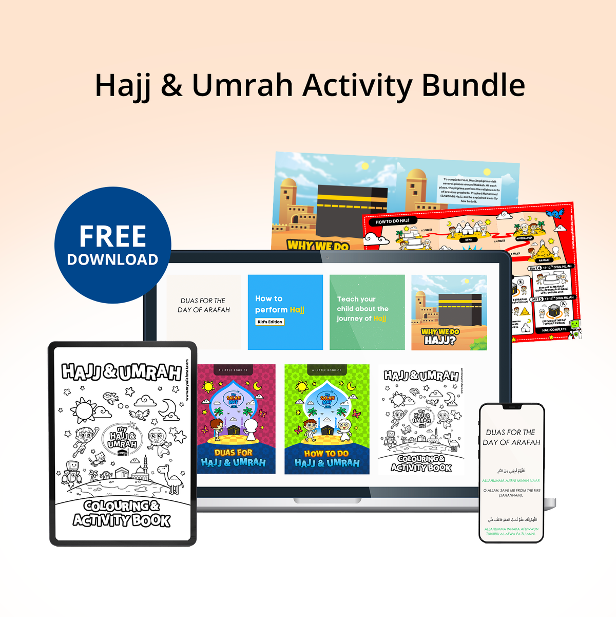 Free Hajj and Umrah activity bundle with printable PDFs for kids