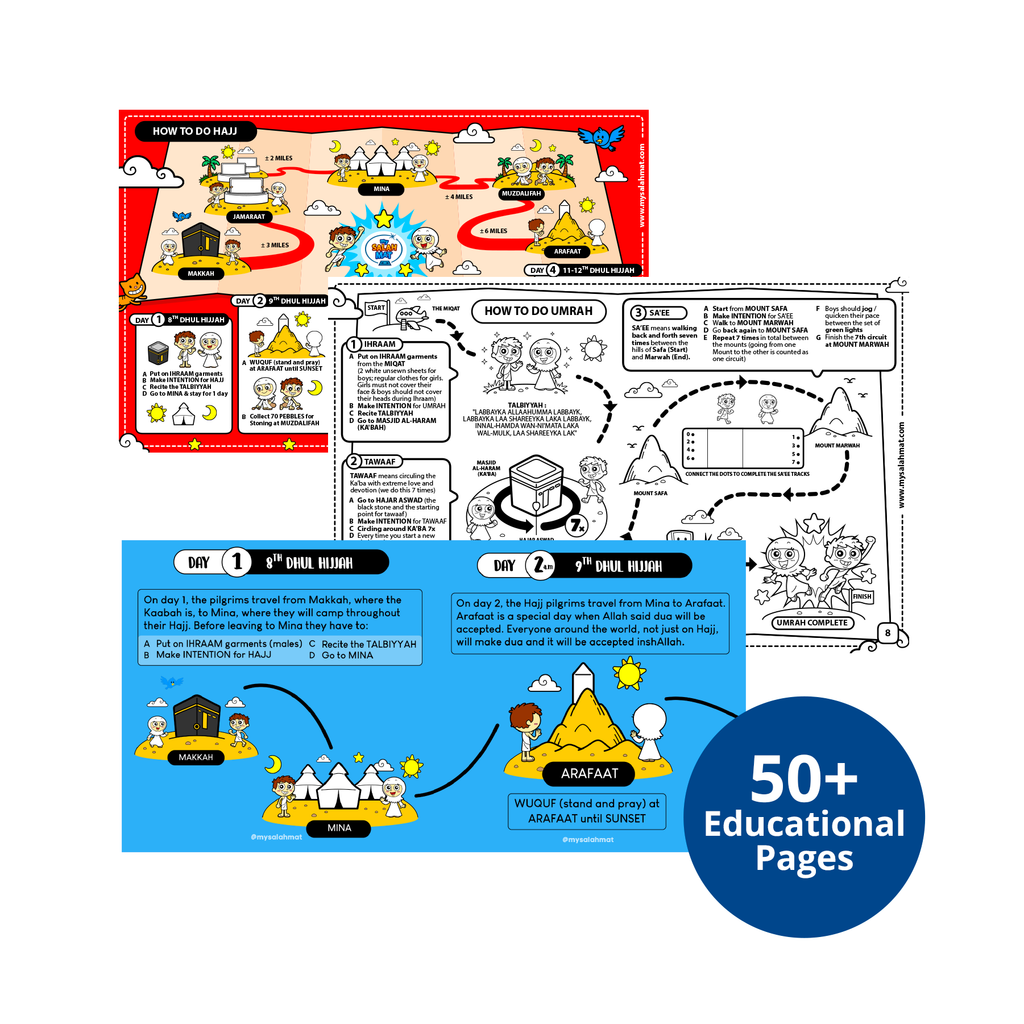 Hajj worksheets and colouring activities with over 50 educational pages